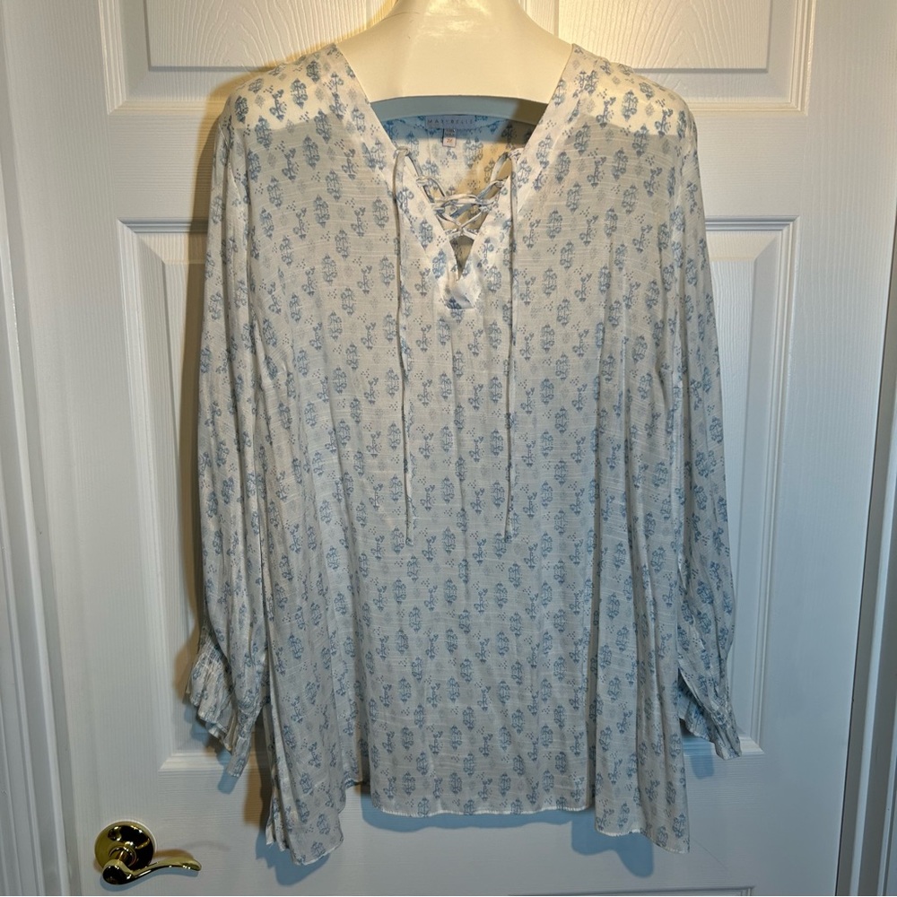 Marybelle Floral Lace Up Neck Top